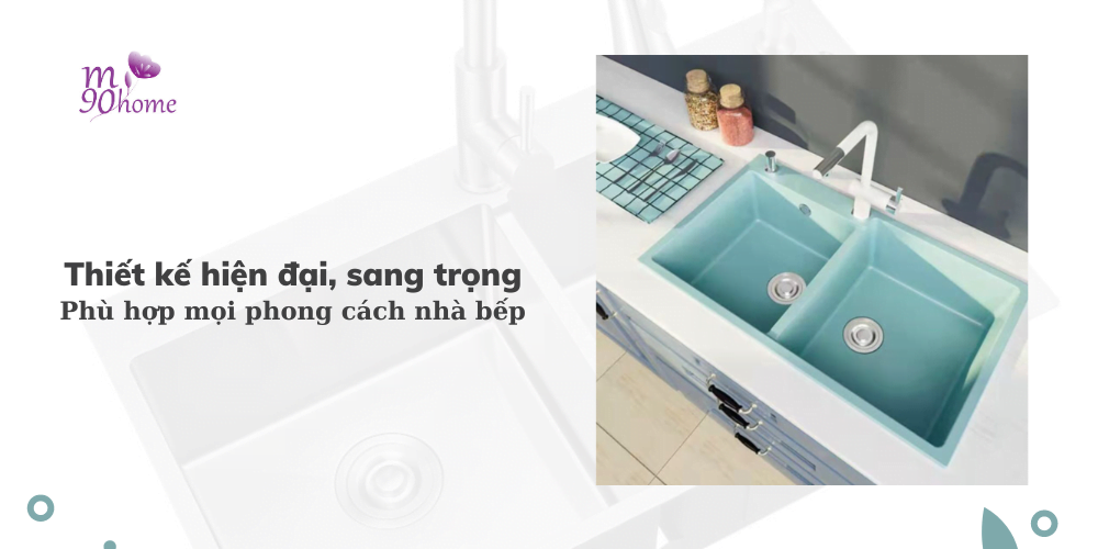 Bồn rửa chén bằng đá thiết kế sang trọng