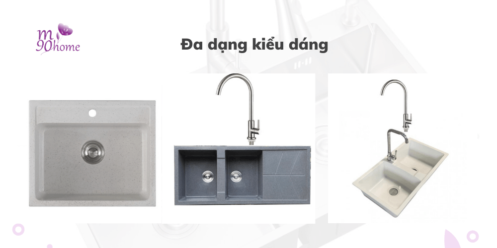 Các hãng sản xuất chậu rửa chén đá mẫu mã đa dạng