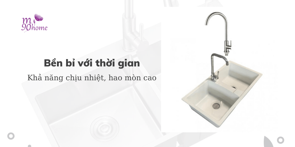 Chậu rửa bằng đá bền bỉ ít hao mòn