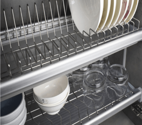 Giá để bát đĩa Inox 304 cao cấp cho tủ bếp trên thông minh