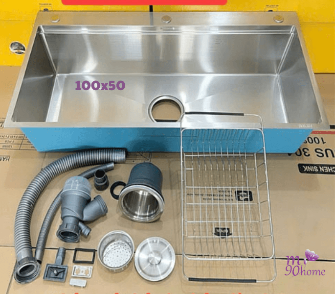 Bồn rửa chén bát 1 hộc lớn, chậu rửa một ngăn lớn 100cm, bồn rửa bát một ngăn rộng 100cm