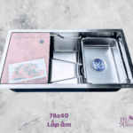 Combo chậu rửa chén bát 1 hố lắp âm bàn đá sáng trọng tiện dụng