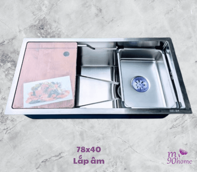 Combo chậu rửa chén bát 1 hố lắp âm bàn đá sáng trọng tiện dụng