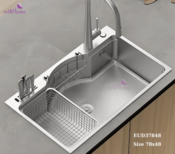 Bồn rửa bát 1 ngăn lớn đa năng 78x48 cao cấp giá rẻ đẹp eurogold tại M90home.com