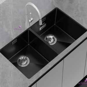 Bồn rửa chén bát 2 ngăn lắp âm chống xước cao cấp EUC28746ED Eurogold m90home