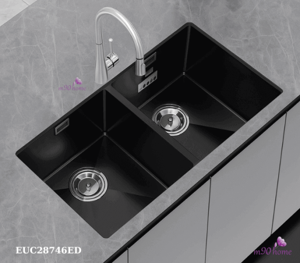 Bồn rửa chén bát 2 ngăn lắp âm chống xước cao cấp EUC28746ED Eurogold m90home