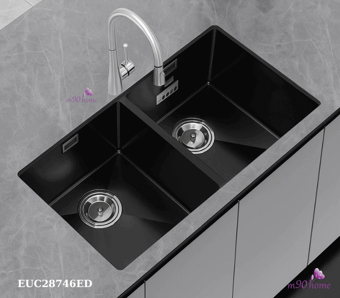 Bồn rửa chén bát 2 ngăn lắp âm chống xước cao cấp EUC28746ED Eurogold m90home