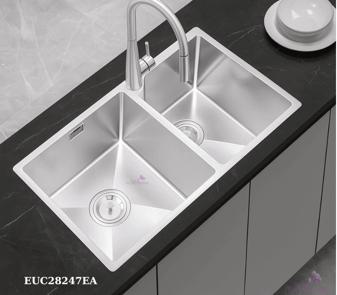 Chậu rửa chén bát 2 ngăn chống xước cao cấp, EUC28247EA Eurogold tại Phụ Kiện Nội Thất M90home