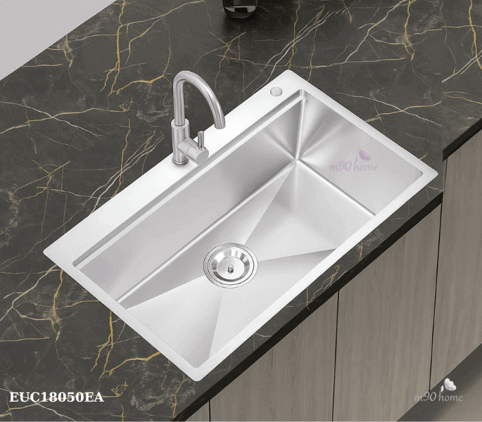 Chậu rửa chén bát 1 ngăn lớn dương bàn Eurogold đẹp hiện đại kích thước 80x50 EUC18050EA
