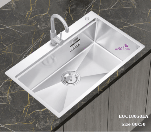Chậu rửa chén bát 1 ngăn lớn dương bàn Eurogold đẹp hiện đại kích thước 80x50