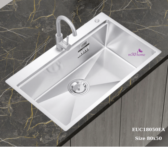 Chậu rửa chén bát một ngăn lớn dương bàn Eurogold đẹp hiện đại kích thước 80x50
