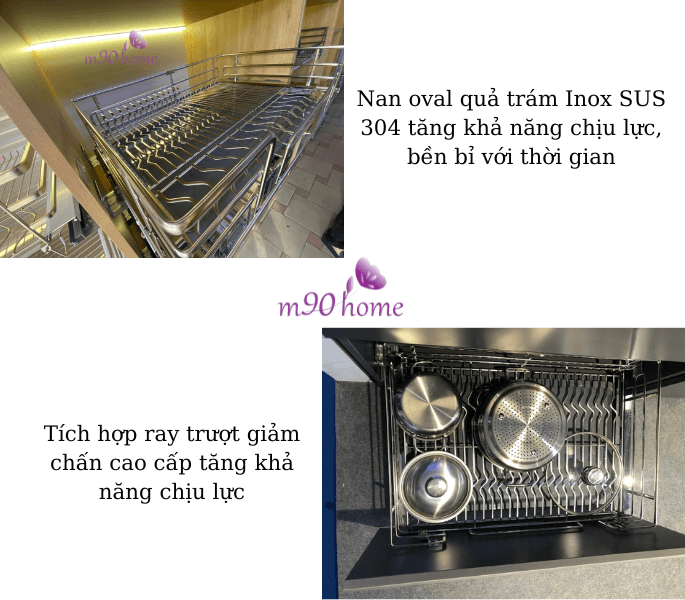 Hình ảnh thực tế giá úp chén bát và xoong nồi nan oval chắc chắn, tăng khả năng chịu lực
