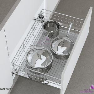 Giá kệ để xoong nồi Inox 304 NAN OVAL, phiên bản VIP cao cấp dùng cho tủ bếp dưới, thương hiệu Eurogold