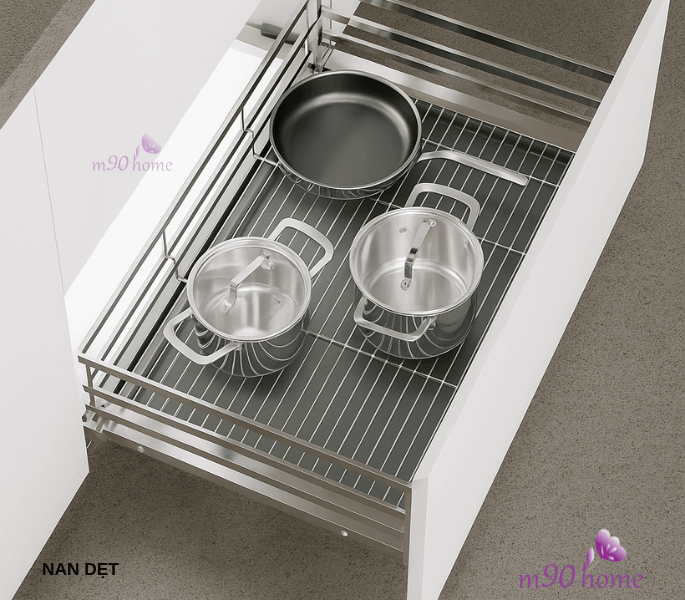 Giá xoong nồi tủ bếp dưới nan dẹt của Eurogold, phụ kiện bếp cao cấp M90home