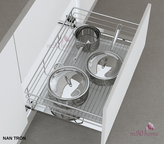 Bộ kệ đựng xoong nồi chảo Inox 304 nan tròn sang trọng, Eurogold tại M90home