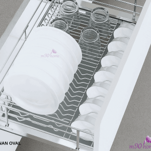 Kệ úp chén tủ dưới Inox 304 nan oval Eurogold, phụ kiện tủ bếp M90home