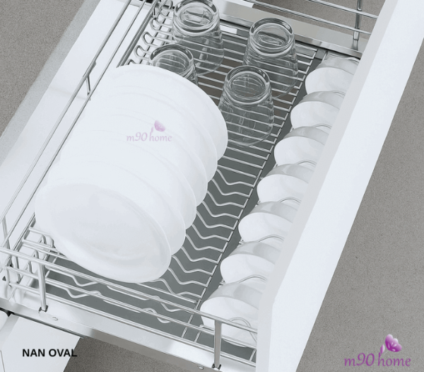 Kệ úp chén tủ dưới Inox 304 nan oval Eurogold, phụ kiện tủ bếp M90home